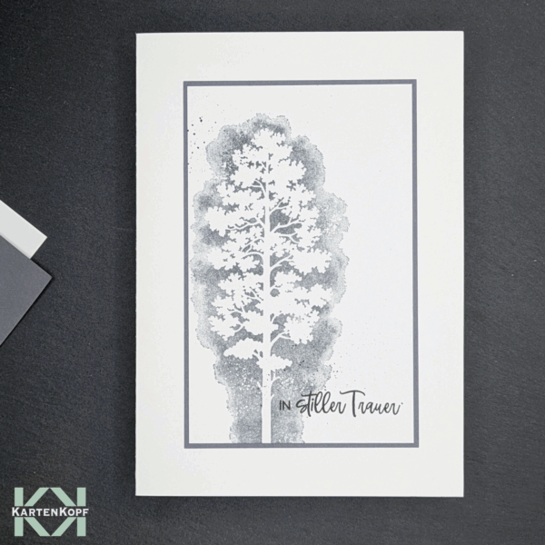 Trauerkarte Baum grau, minimalistisches Design, handgemacht