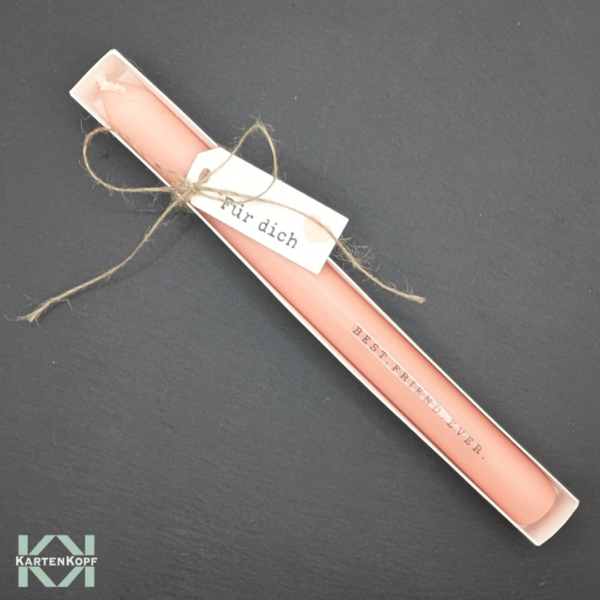 Kerzengeschenk - Bestempelte rosafarbene Stabkerze - Best Friend Ever – Bild 2