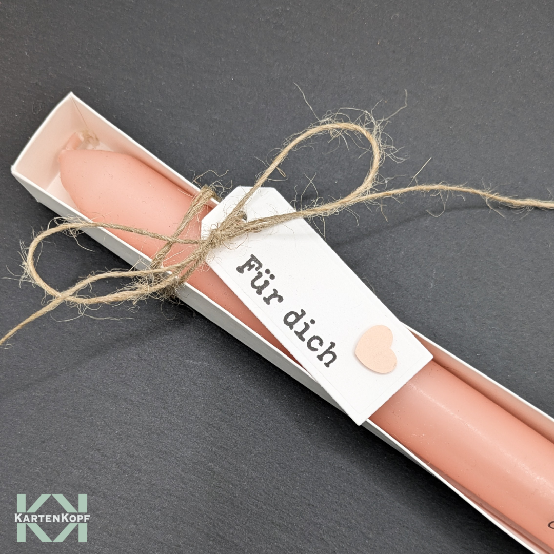 Kerzengeschenk - Bestempelte rosafarbene Stabkerze - Du bist mein Lieblingsmensch – Bild 3