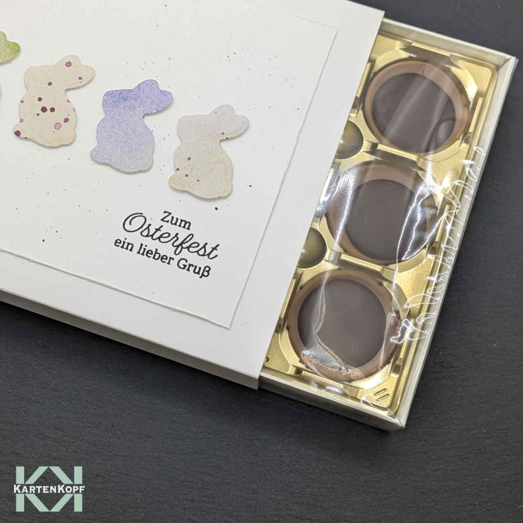Toffifee‑Verpackung handgemacht – Oster‑Umschlag mit Hasen (Detailansicht)