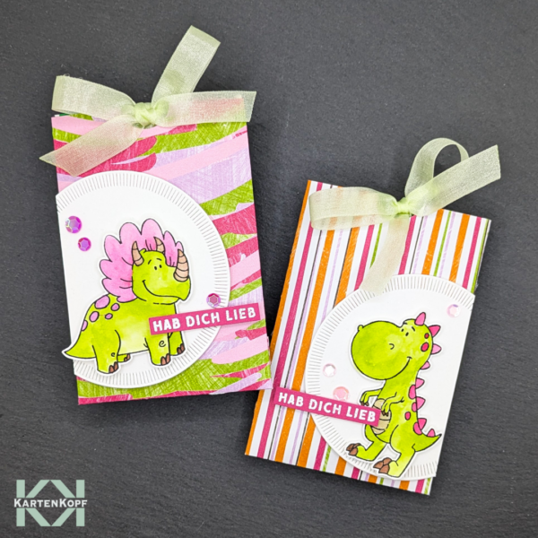 Verpackung mit Dinosauriermotiv für Ahoi-Brause-Tütchen - Hab dich lieb
