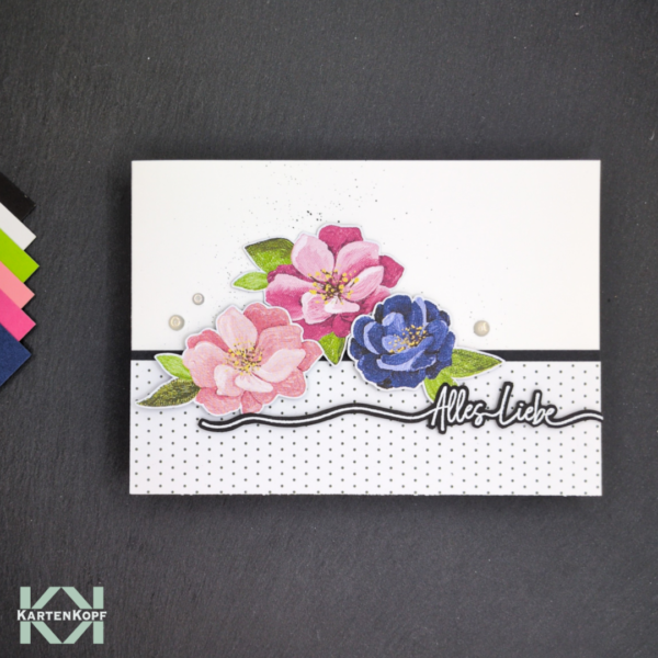 Grußkarte mit Blumen - Alles Liebe