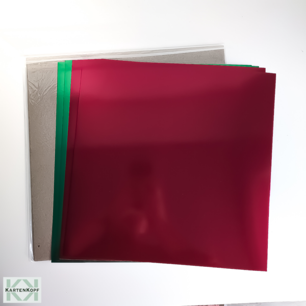 Metallic-Folienpapier in Rot und Grün - 12" x 12", neu & OVP