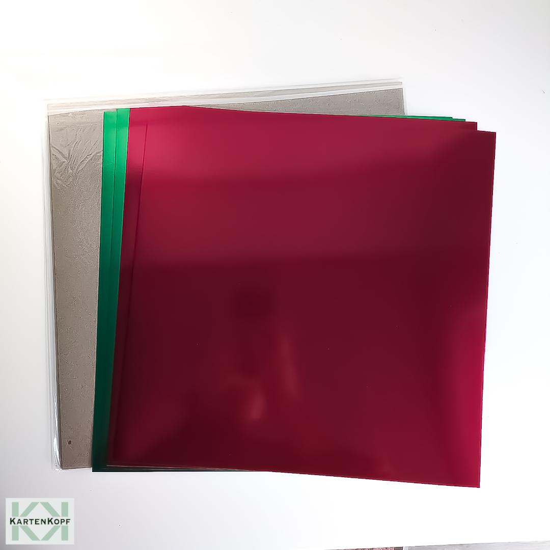 Metallic-Folienpapier in Rot und Grün - 12" x 12", neu & OVP