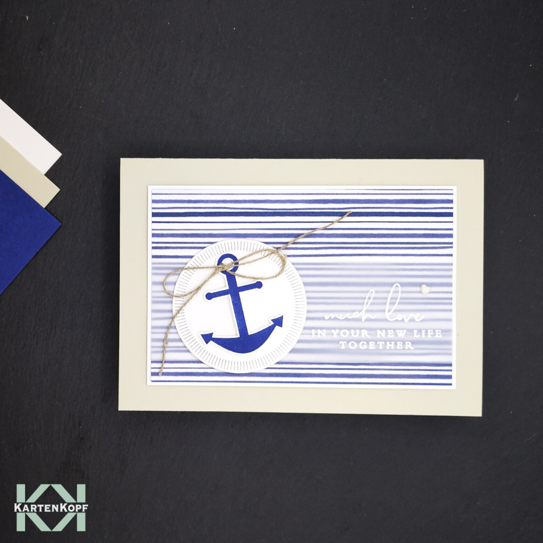 Maritime Hochzeitskarte mit innenliegendem Geldfach - Much love in your new life together