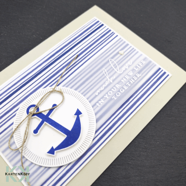 Maritime Hochzeitskarte mit innenliegendem Geldfach - Much love in your new life together – Bild 2