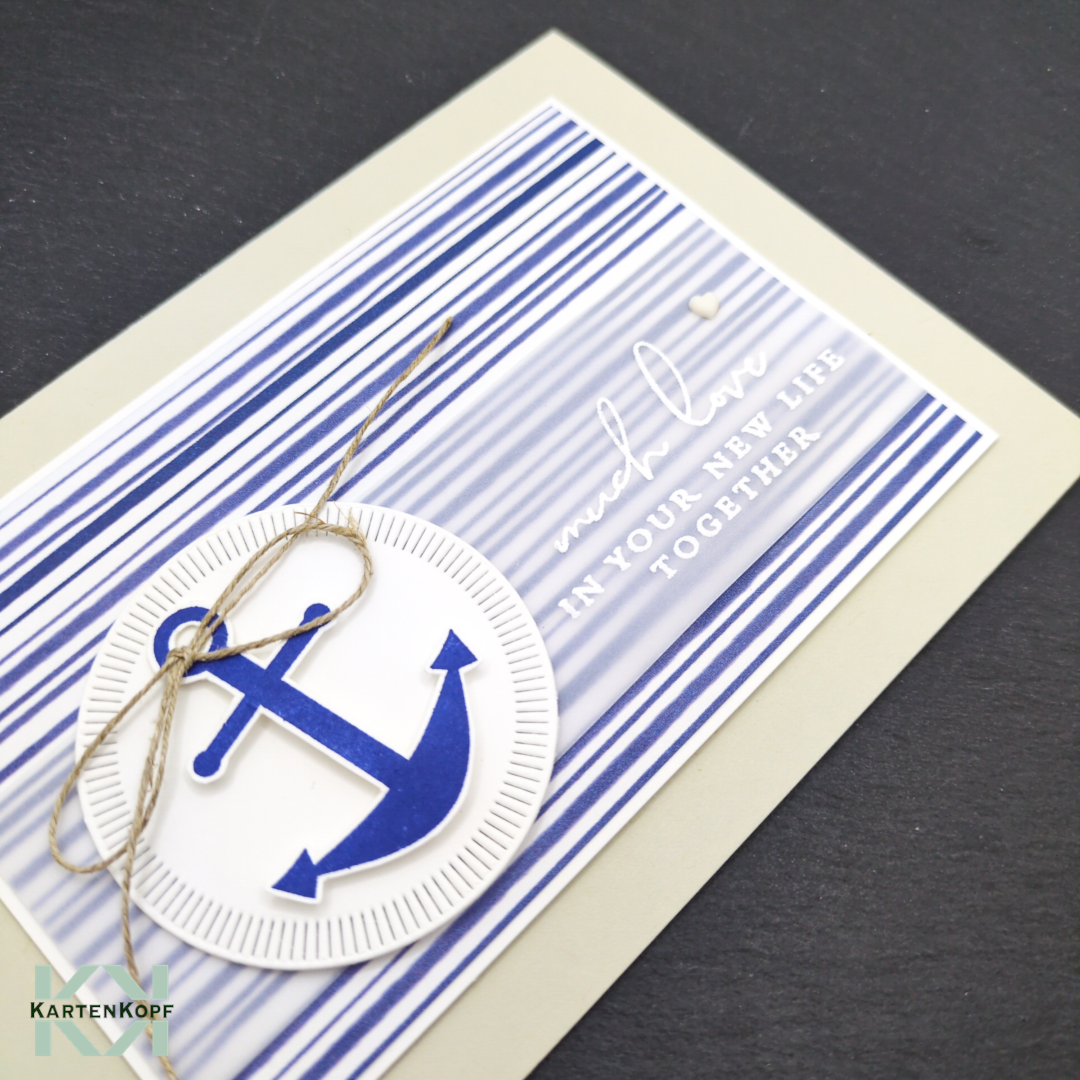 Maritime Hochzeitskarte mit innenliegendem Geldfach - Much love in your new life together – Bild 2
