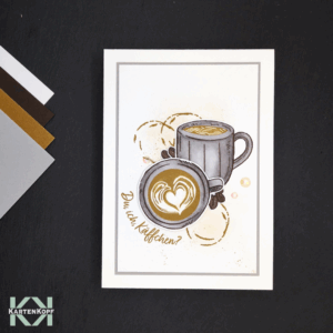 Einladungskarte zum Kaffee - Du, ich, Käffchen? - Grau