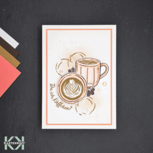 Einladungskarte zum Kaffee - Du, ich, Käffchen? - Orange