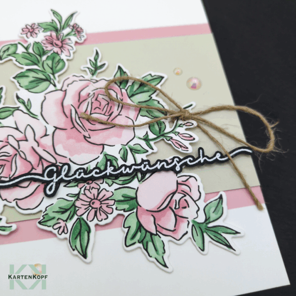 Edle Glückwunschkarte mit Rosen zur Hochzeit – Bild 2