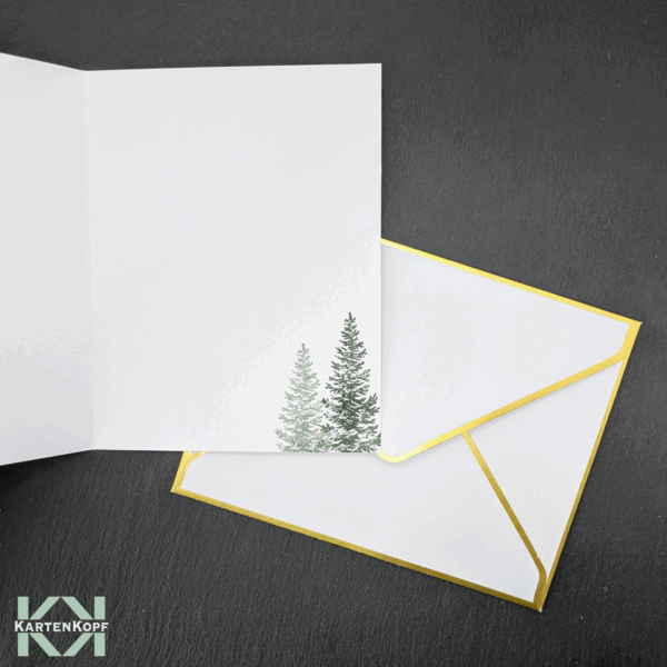 Innenansicht Weihnachtskarte Tannendetail – handgemacht