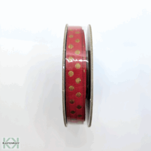 Gepunktetes Geschenkband in Glutrot & Gold, neu & OVP