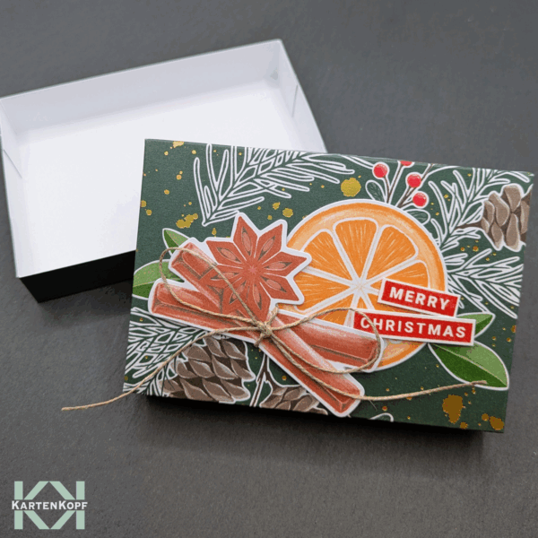 Offene Geschenkbox leer, Unterteil innen weiß, handgemacht